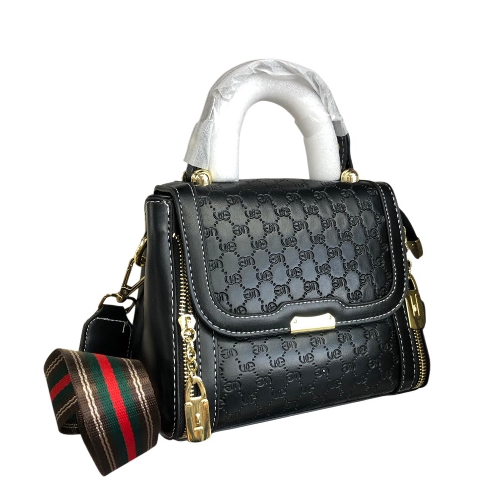 Chic Black Mini Bag with Gold Accents